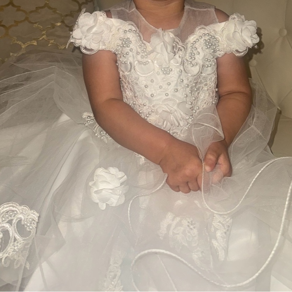 White 12 month flower girl